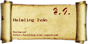 Helmling Iván névjegykártya